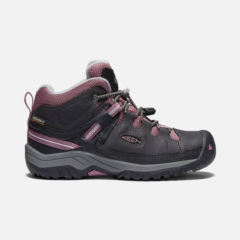 Keen Targhee Waterproof Wanderstiefel Kinder DE-08137 Raven/Tulipwood - Keen Kinderschuhe Schwarz